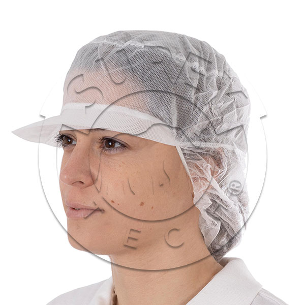 Polypropylene cap with hairnet