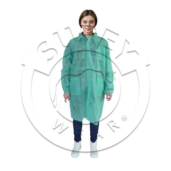 Polypropylene velcro work coat with pockets - thick