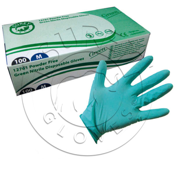 Green nitrile glove