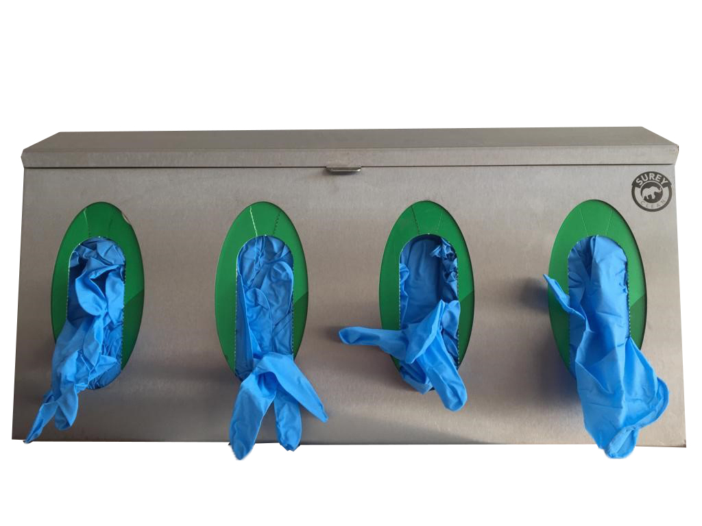 QUADRUPLE CLOSED STAINLESS STEEL GLOVE DISPENSER