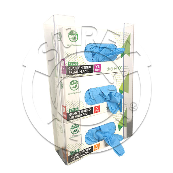 Triple PVC dispenser for disposable gloves